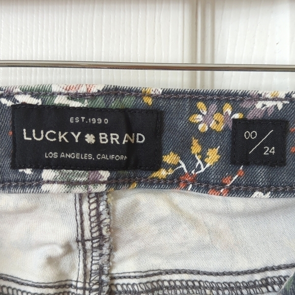 Lucky Brand Lolita Floral Low Rise Ankle Cropped Skinny Jeans Gray 00/24 - Picture 9 of 16